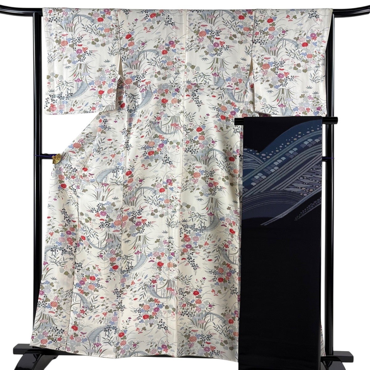 美品】 小紋 身丈164cm 裄丈66.5cm M 単衣 名古屋帯セット 紬地 やまと
