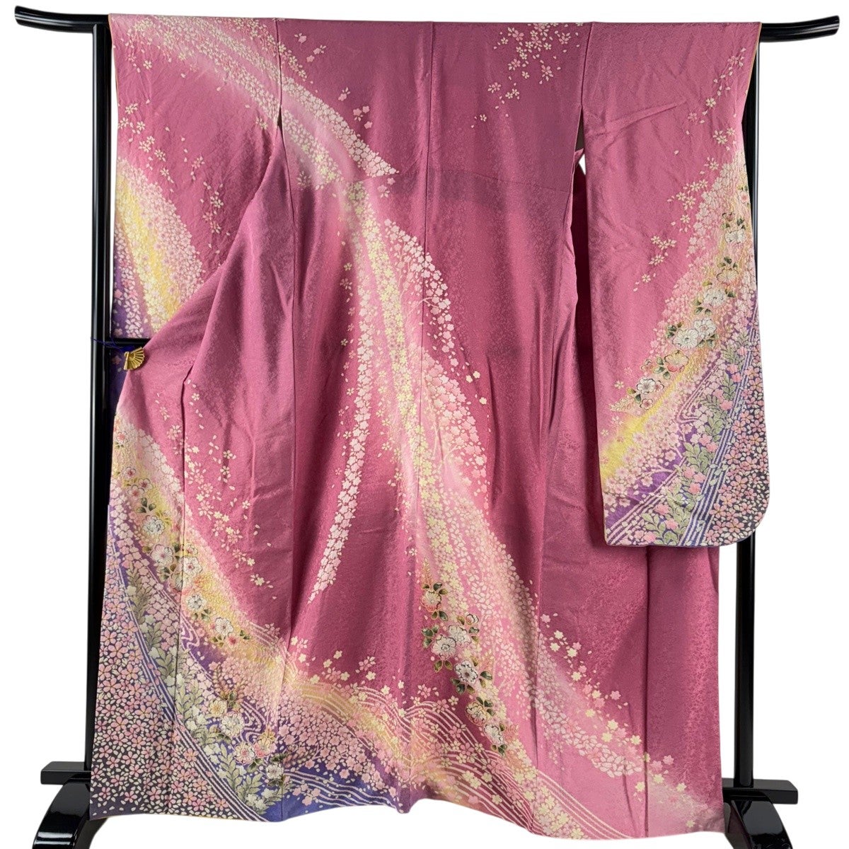 30%OFF 袋帯 名品 辻が花 幾何学模様 金通し サーモンピンク お太鼓柄
