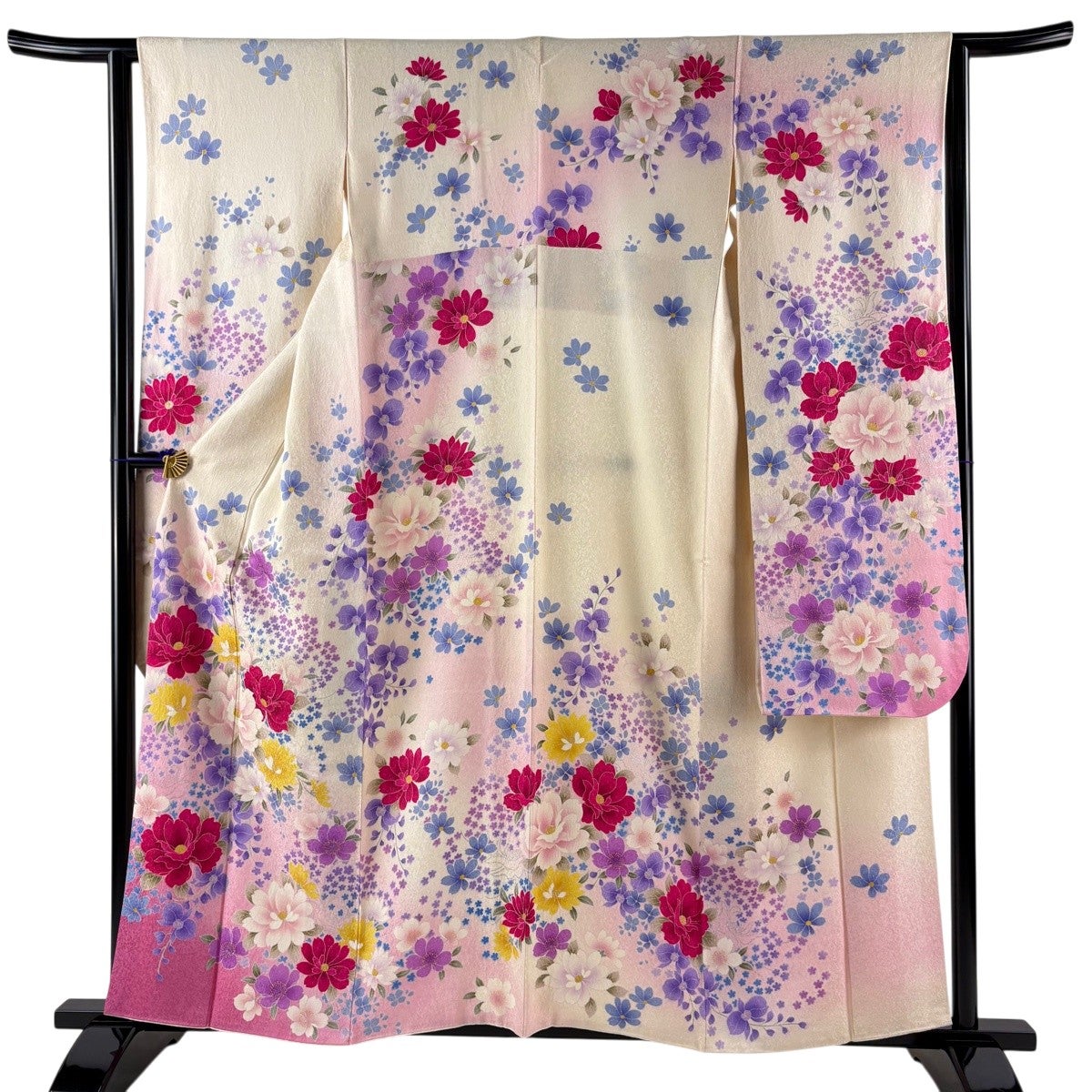 美品】 振袖 身丈154cm 裄丈63cm S 袷 辻が花 霞 金銀彩 染め分け 薄緑