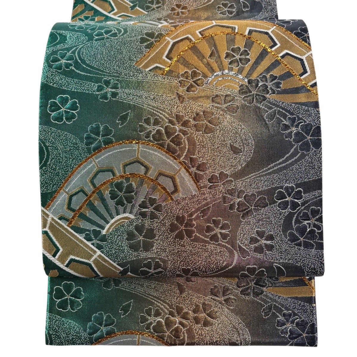袋帯 美品 秀品 片輪車 草花 唐織 金糸 金色 六通 正絹｜中古・古着
