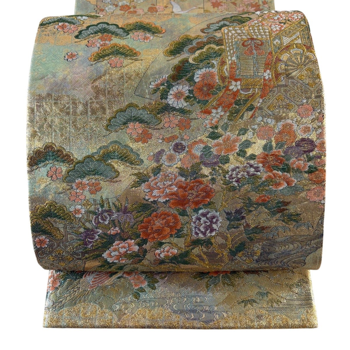 美品】 袋帯 名品 落款あり 徳川美術館秘蔵 能楽百扇 24金プラチナ三重