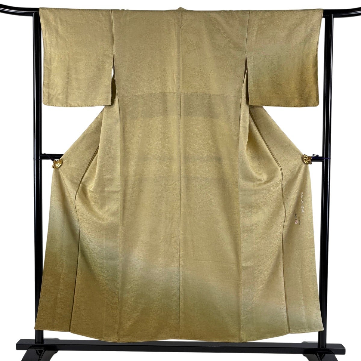 美品】 色無地 身丈157.5cm 裄丈63cm S 袷 地紋 紫 正絹 秀品 一つ紋
