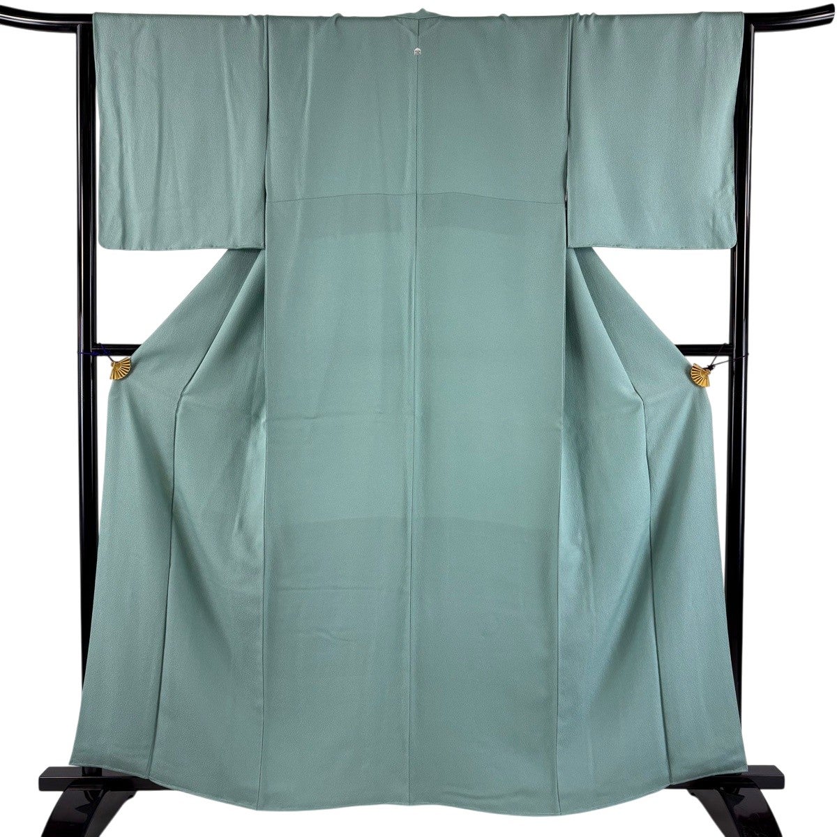 30%OFF 色無地 身丈160.5cm 裄丈65cm M 袷 地紋 薄緑 正絹 優品 一つ紋