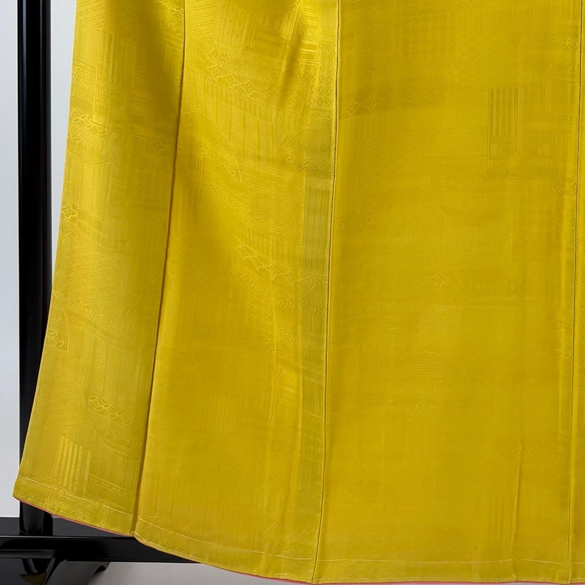 30%OFF 色無地 身丈157.5cm 裄丈65cm M 袷 地紋 黄色 正絹 優品 K30