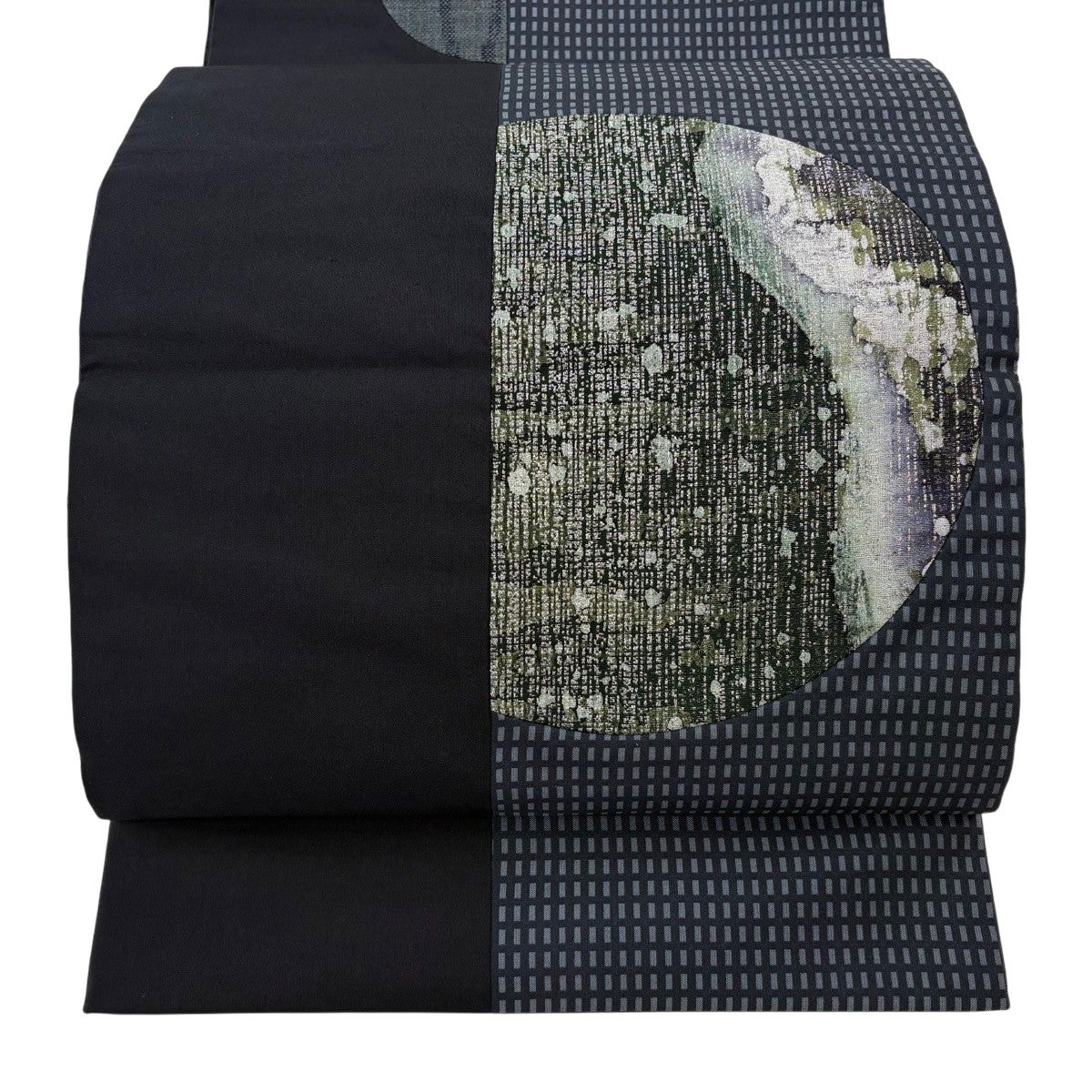 名古屋帯 秀品 夏帯 幾何学模様 金糸 黒 正絹｜中古・古着・リサイクル