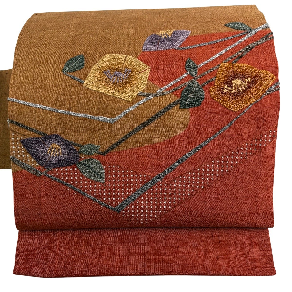 美品】 名古屋帯 優品 波頭 霞 箔 深緑 正絹｜中古・古着・リサイクル