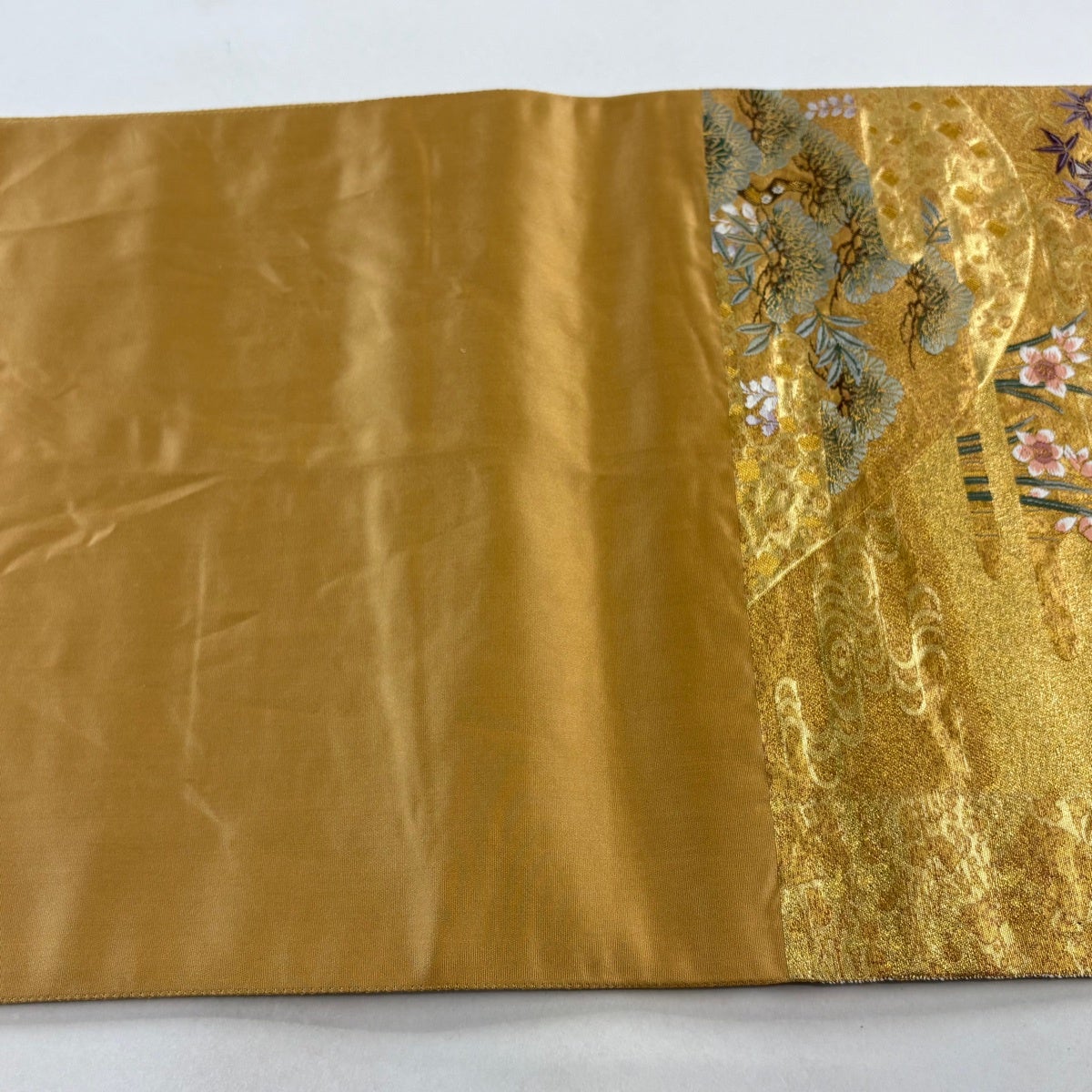 袋帯 秀品 孔雀 草花 金糸 箔 金色 六通 正絹｜中古・古着・リサイクル