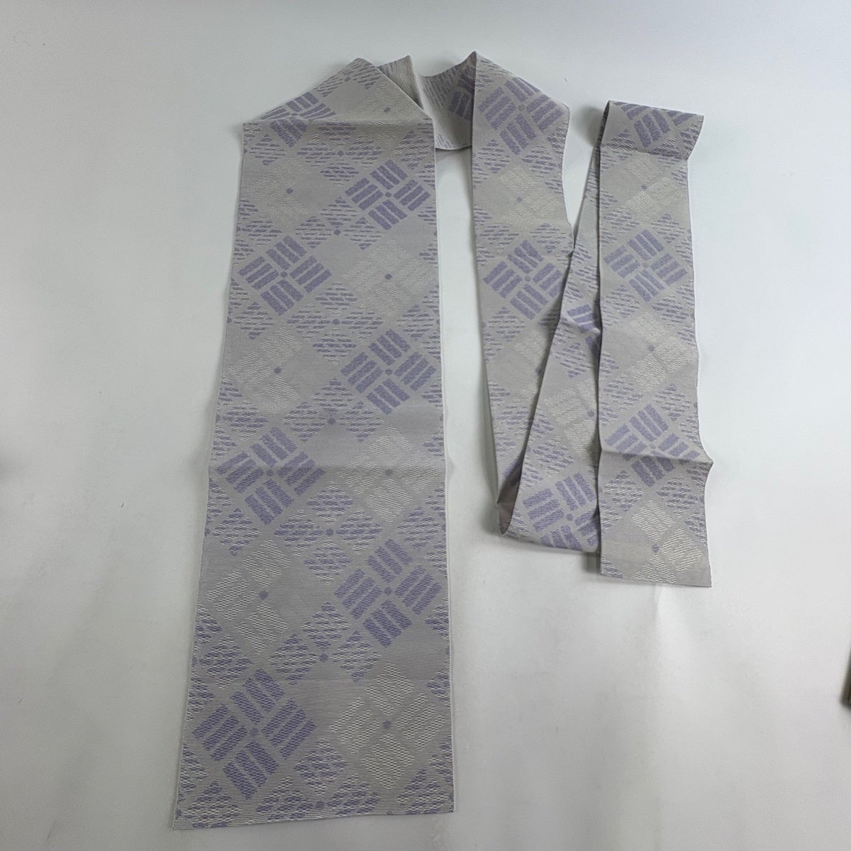 名古屋帯 秀品 夏帯 幾何学模様 薄紫 正絹｜中古・古着・リサイクル