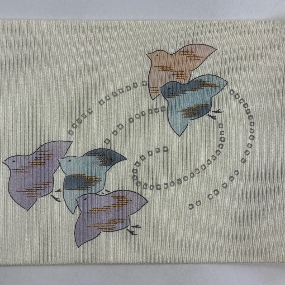 名古屋帯 秀品 夏帯 絽 千鳥 水面 金彩 クリーム 正絹｜中古・古着