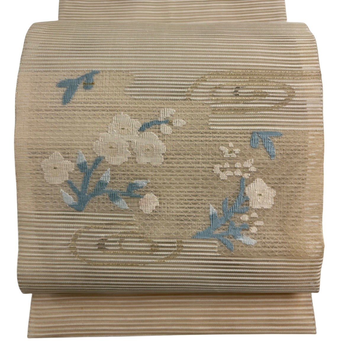 名古屋帯 秀品 夏帯 絽 松葉仕立て 八寸名古屋帯 草花 流水 金糸