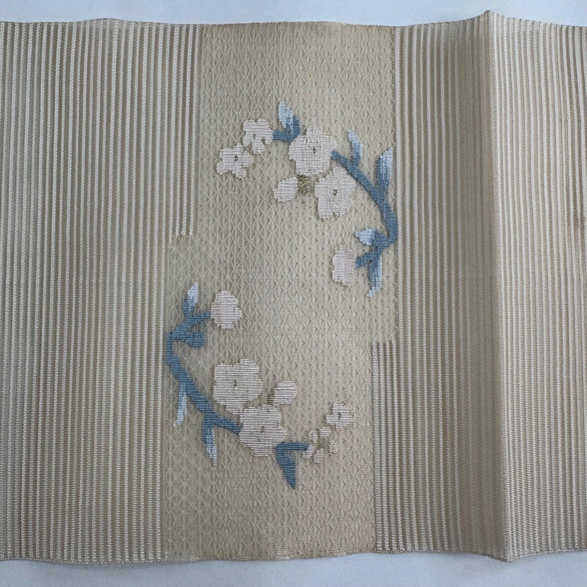 名古屋帯 秀品 夏帯 絽 松葉仕立て 八寸名古屋帯 草花 流水 金糸