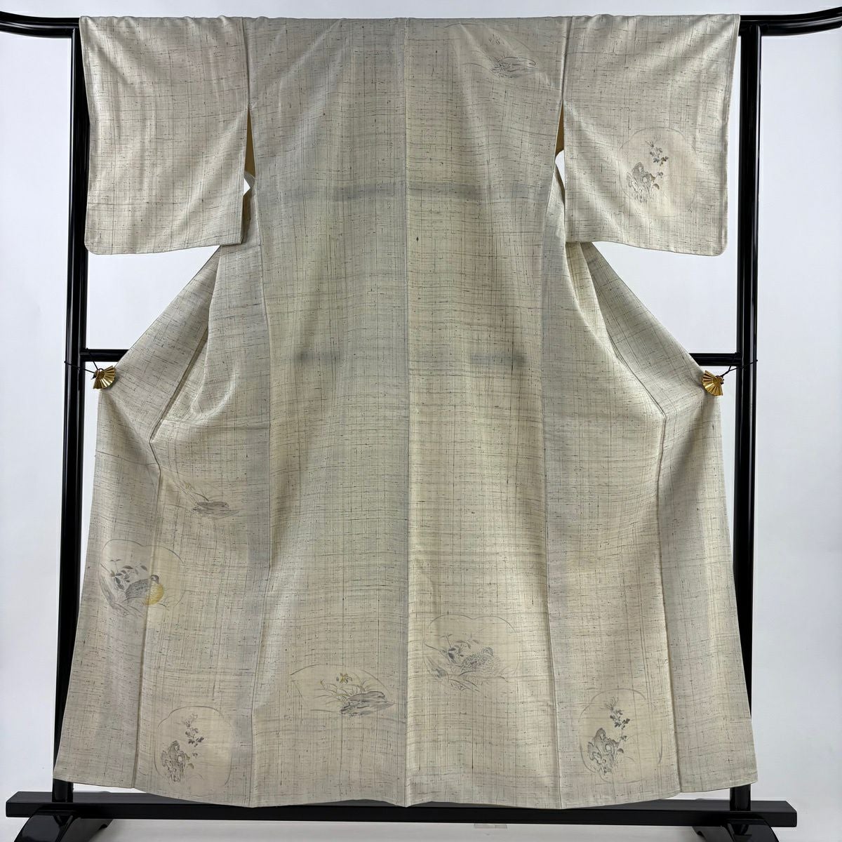 付下げ 身丈158cm 裄丈64cm 正絹 名品 【中古】 付下げ 身丈158cm 裄丈64cm M 袷 枝花 刺繍 金糸 灰紫 正絹 秀品｜中古