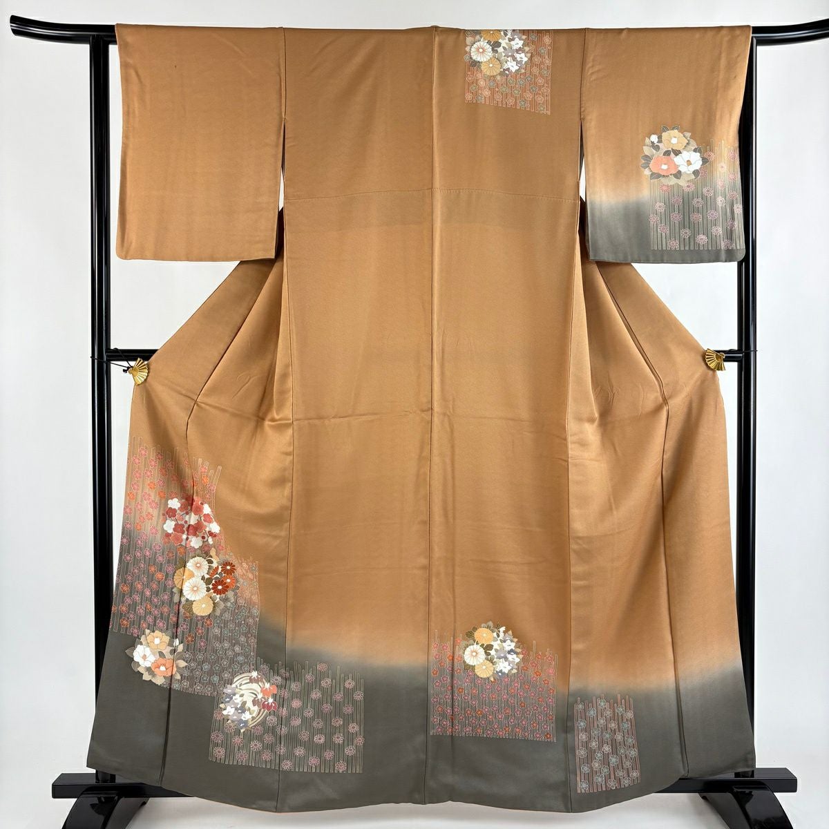 訪問着 身丈168cm 裄丈68.5cm L 袷 桜 流水 金彩 ぼかし 赤紫 正絹 秀