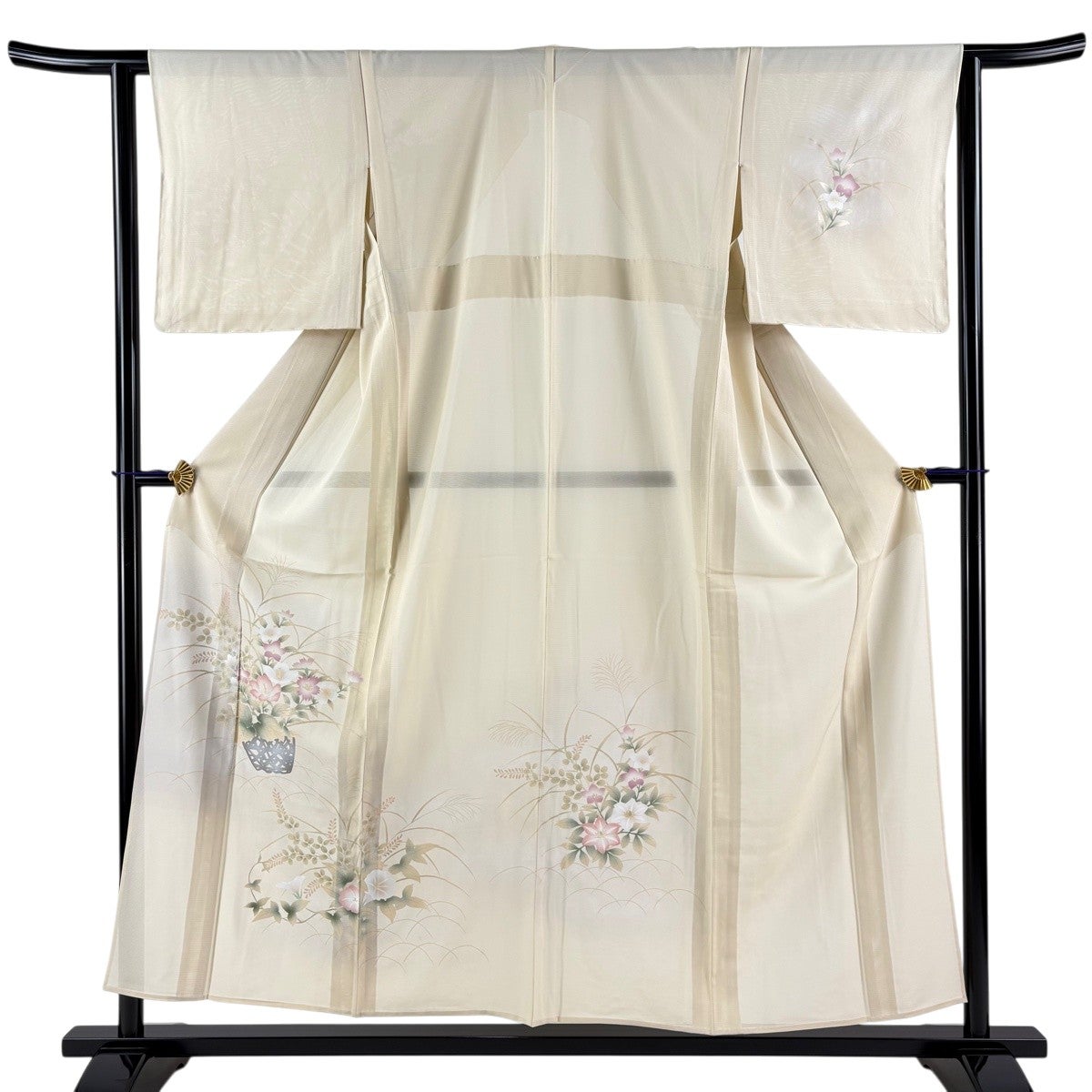 美品】 付下げ 身丈155cm 裄丈63cm S 薄物 絽 花籠 金銀彩 ぼかし