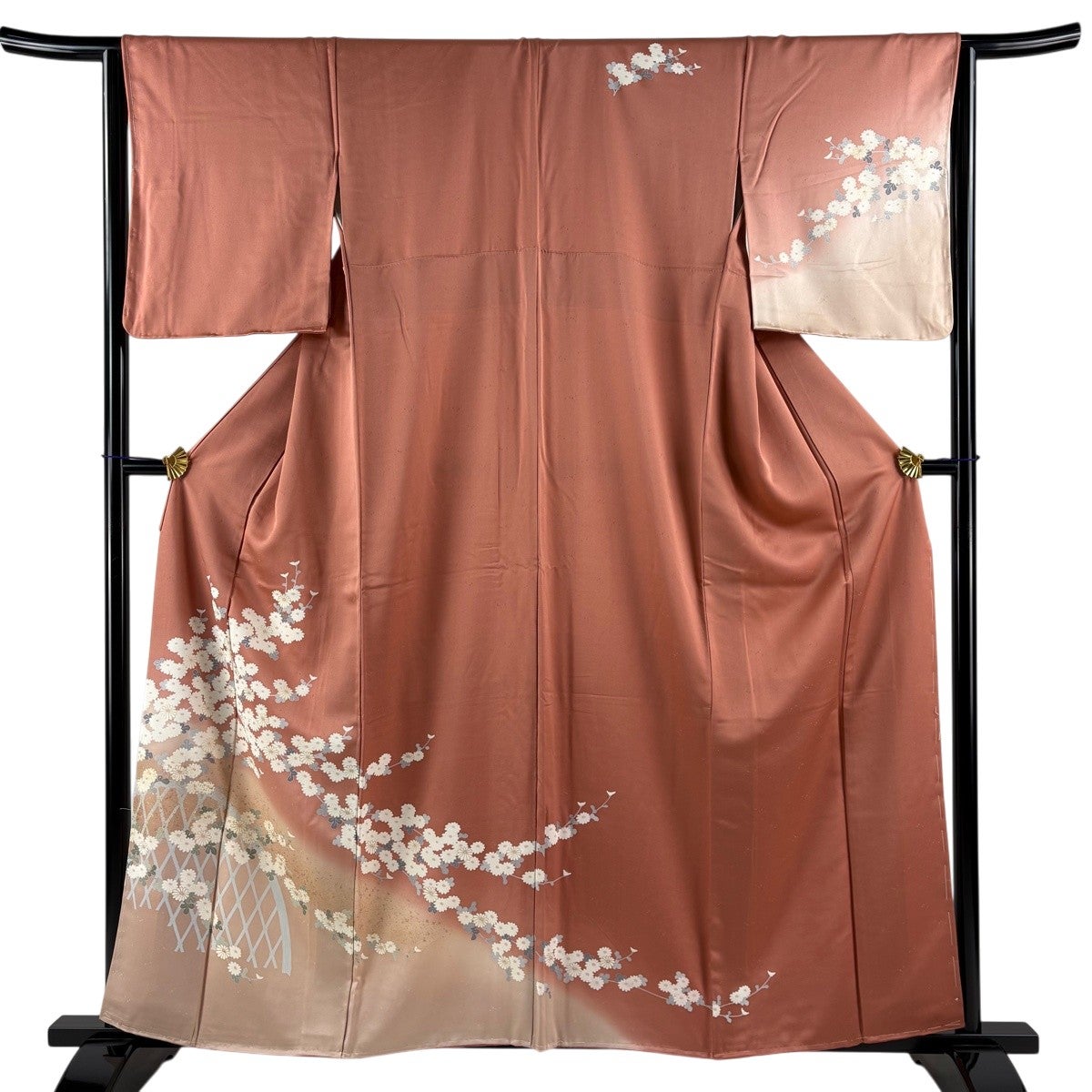 美品】 訪問着 身丈159.5cm 裄丈65cm M 袷 菊 光悦垣 金彩 ぼかし