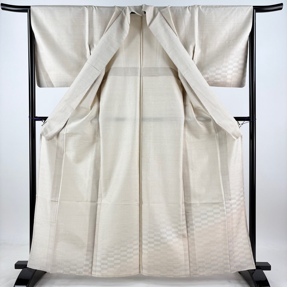 美品】 付下げ 身丈163.5cm 裄丈66.5cm M 単衣 紬地 市松 亀甲絣 薄茶