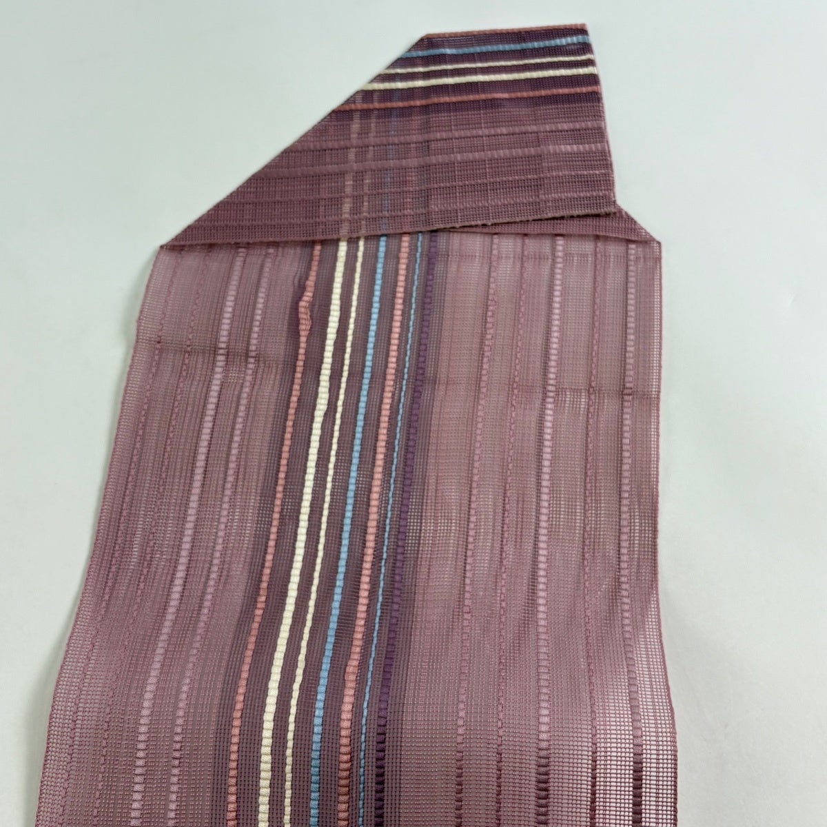 名古屋帯 優品 夏帯 松葉仕立て 八寸名古屋帯 縞 紫 正絹｜中古・古着