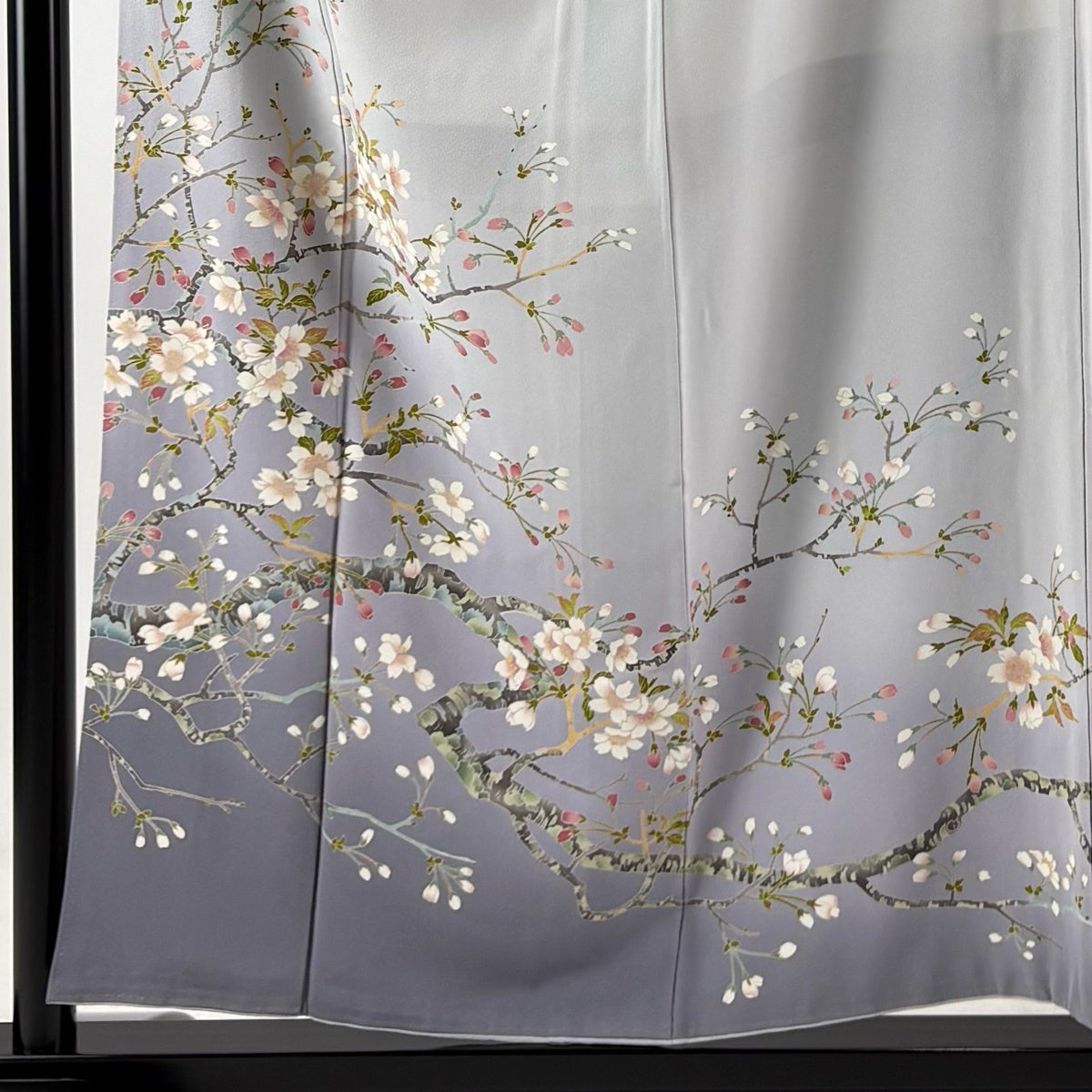 付け下げ　水墨画　身丈150.5　裄62　樹木　雪持ち　着物　051b 訪問着 身丈155cm 裄丈62.5cm S 袷 阿部佳雪 落款あり 桜 染め分け