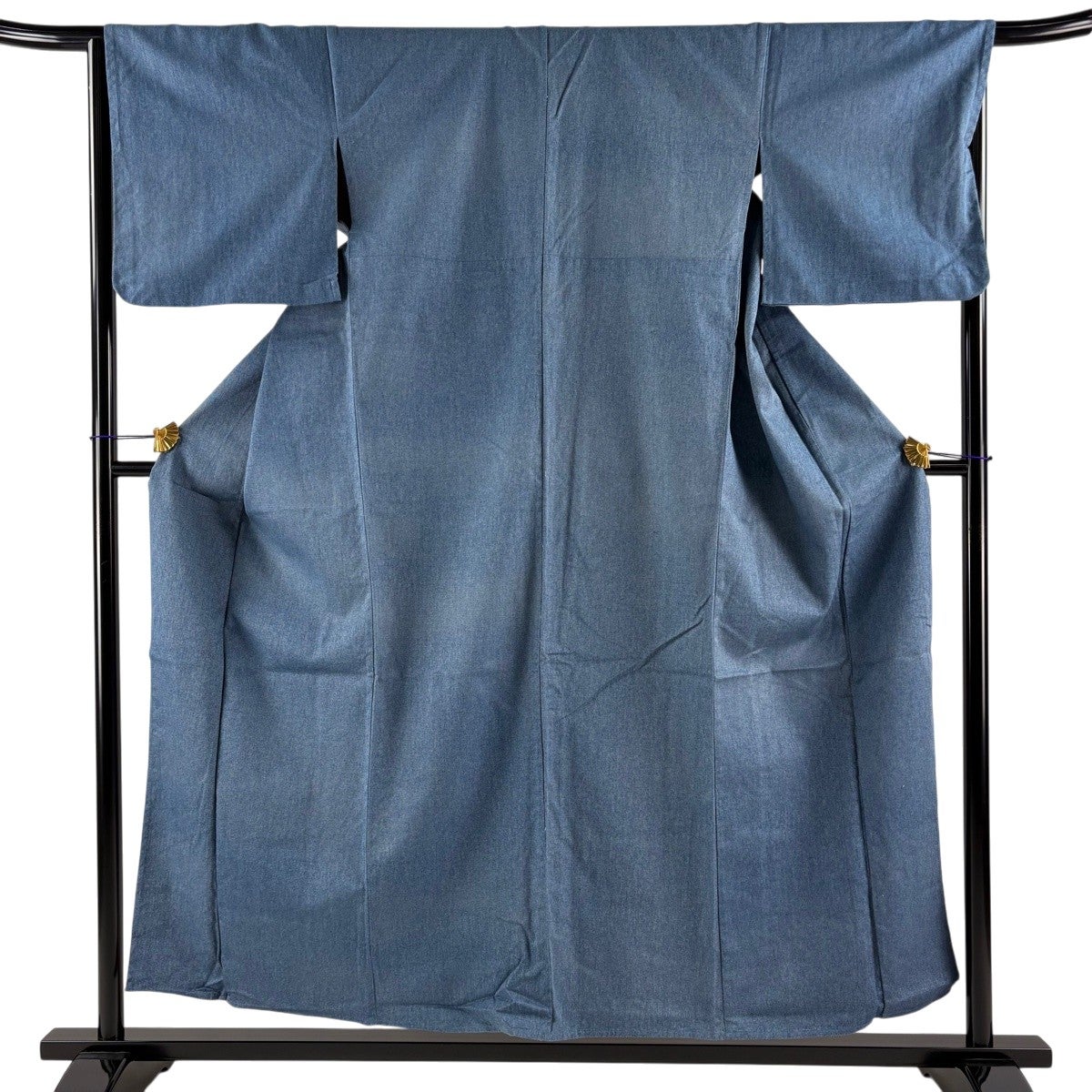 紬 身丈155.5cm 裄丈64cm M 袷 バチ衿 藍色 綿 名品｜中古・古着