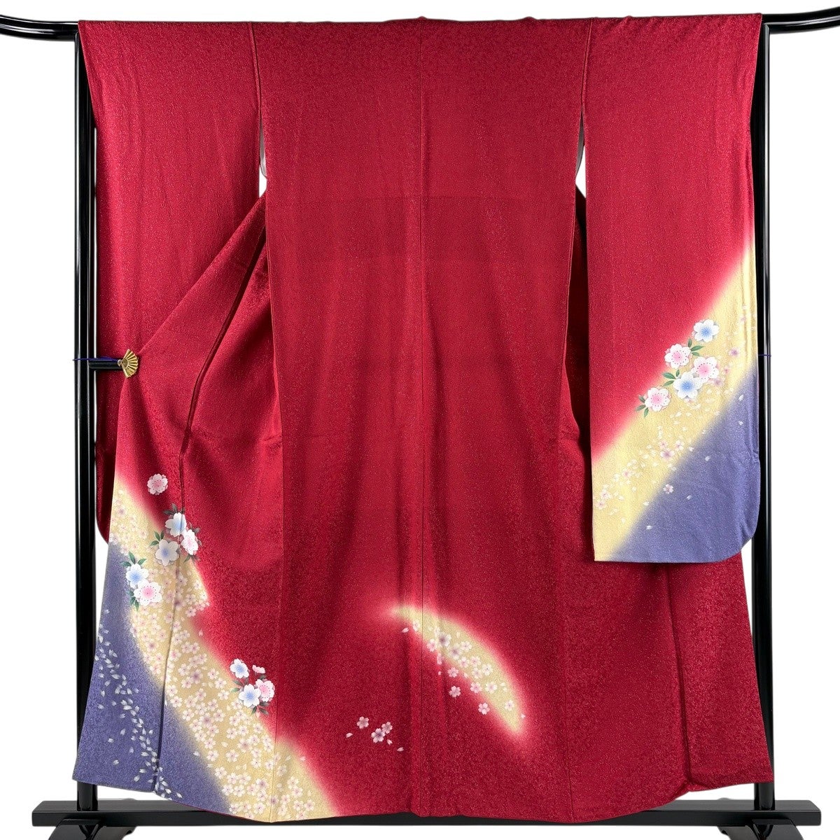 【振袖フルセット】身丈162.5cm 裄丈67.5cm 桜 流水 箔 金彩 赤 振袖 美品 名品 桜 ヱ霞 金彩 ぼかし 水色 袷 身丈157.5cm 裄丈