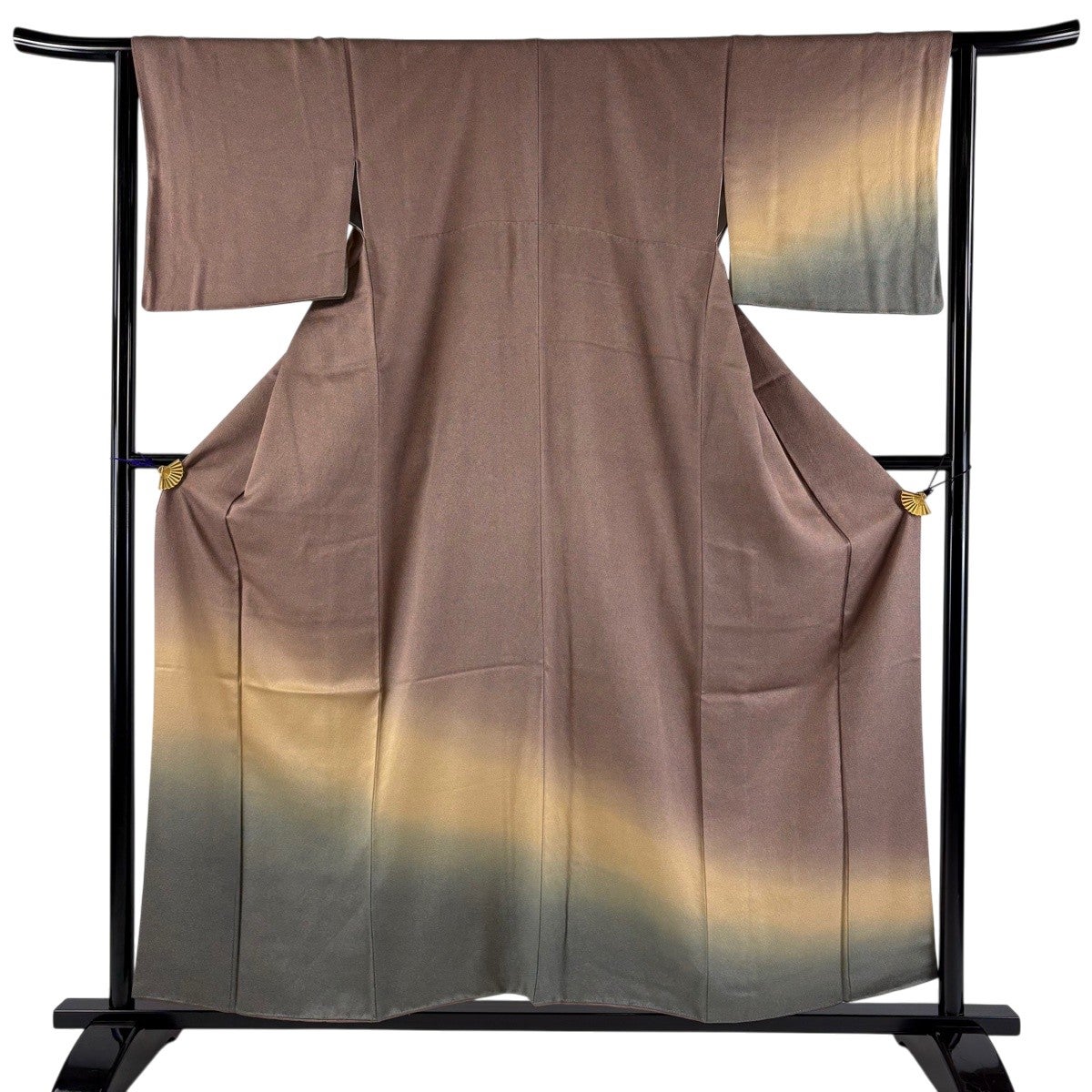 美品】 付下げ 身丈155cm 裄丈62cm S 単衣 紬地 辻が花 灰茶 正絹 名品