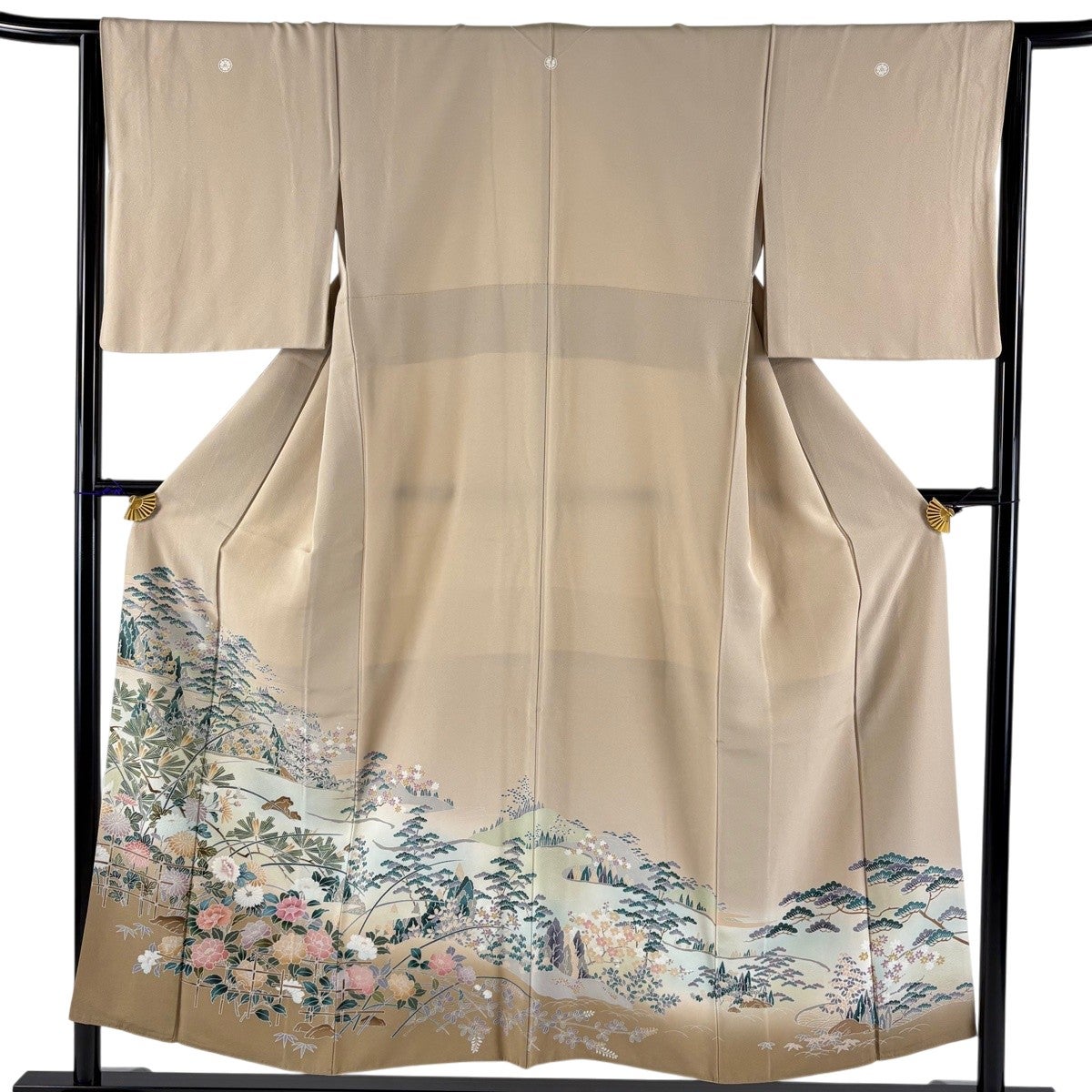 色留袖 身丈153cm 裄丈64cm 正絹 秀品 袷 裄丈64cm しつけ糸 M 身丈153cm 鳥