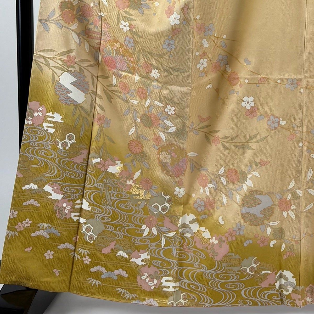 未使用 京友禅 雪輪 花柄 訪問着 袷 金彩 紫 オレンジ ベージュ 1391 美品】 訪問着 身丈163cm 裄丈65cm M 袷 雪輪 草花 金彩 ぼかし 薄