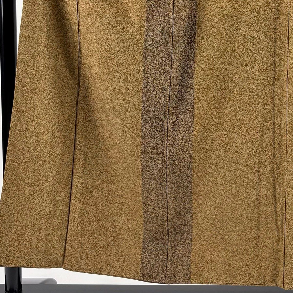 小紋 身丈153cm 裄丈65.5cm M 袷 幾何学模様 山吹茶色 正絹 秀品｜中古
