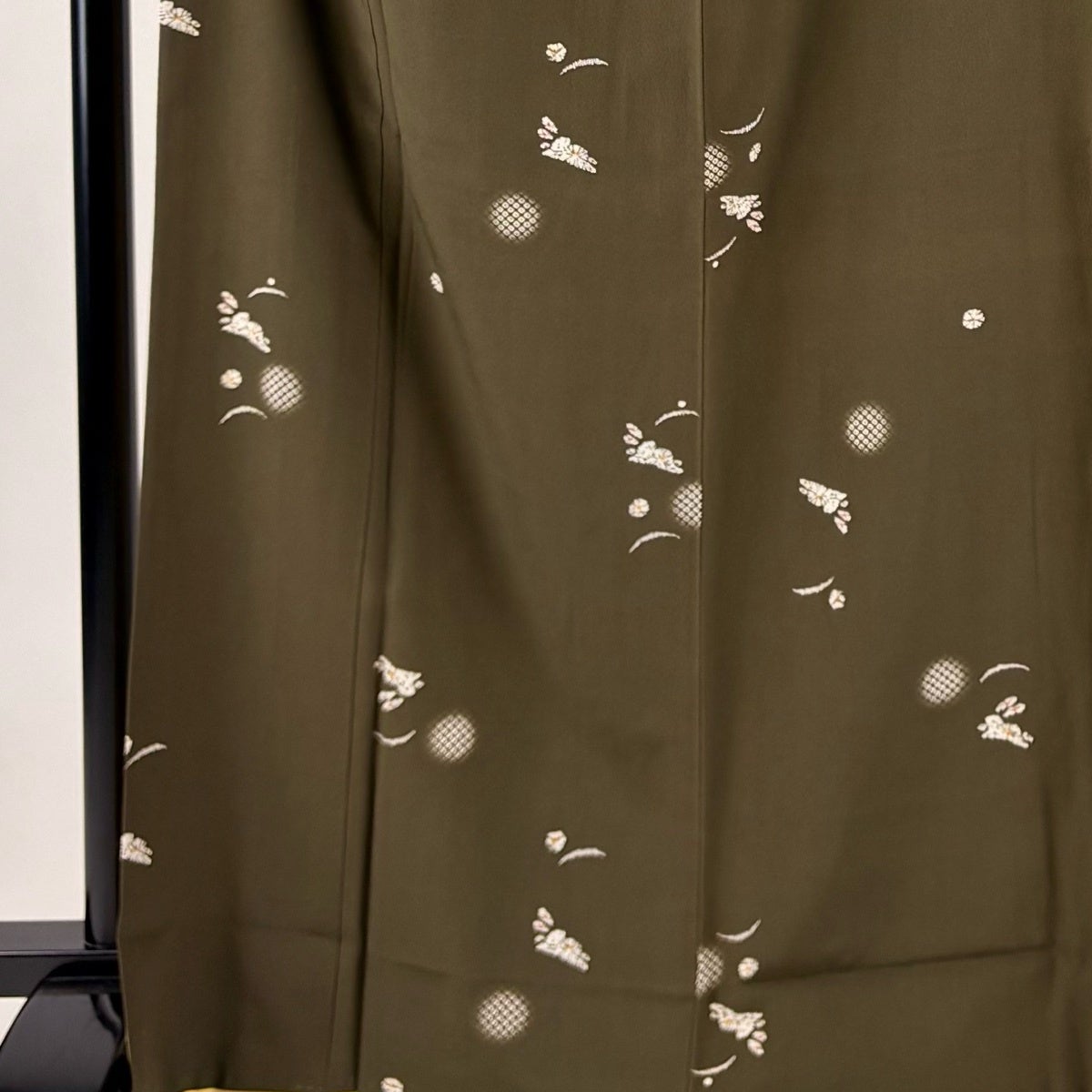 70%OFF 小紋 身丈167cm 裄丈66cm M 袷 うさぎ 露芝 ぼかし 茶緑色 正絹