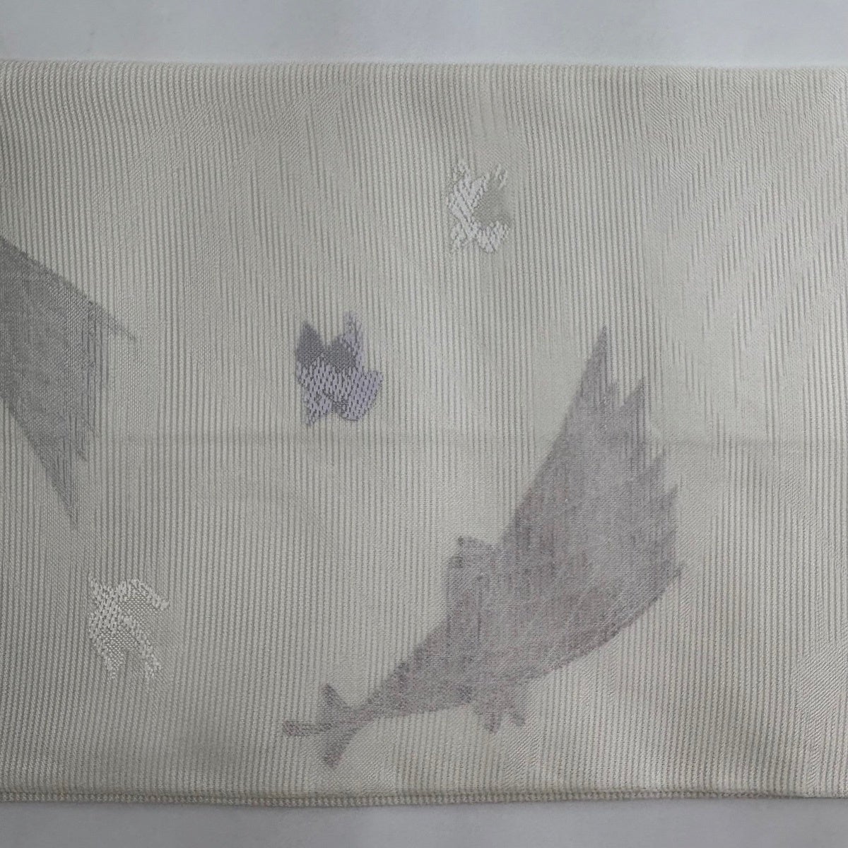 美品】 袋帯 名品 夏帯 絽 鳥 筍 銀糸 クリーム 六通 正絹｜中古・古着