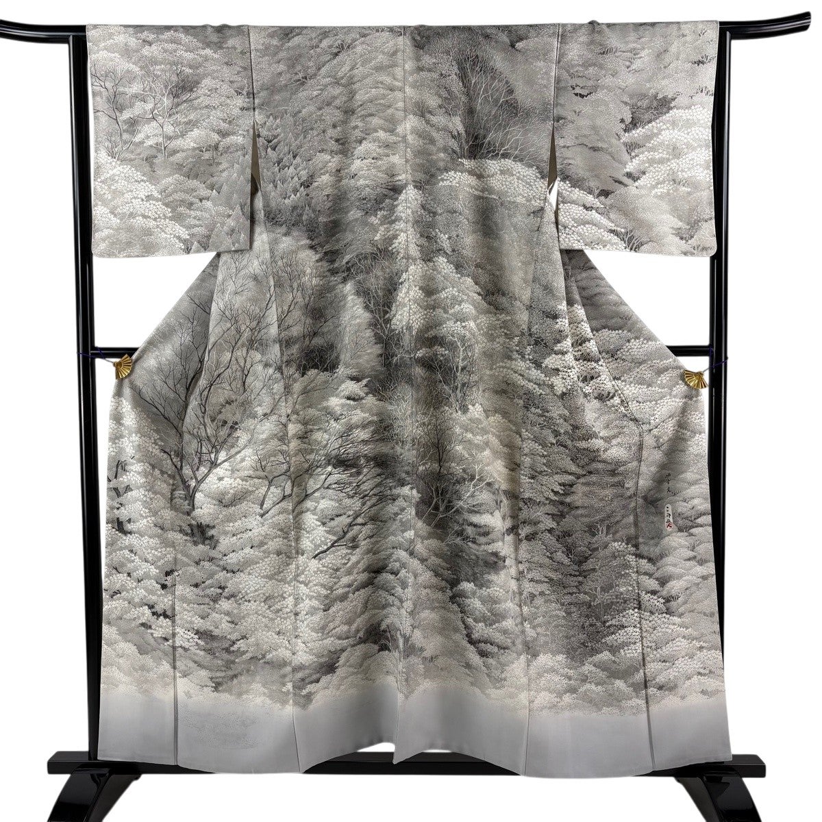 50%OFF 【美品】 名古屋帯 逸品 山岡古都 草花 縞 茶色 正絹 K50｜中古