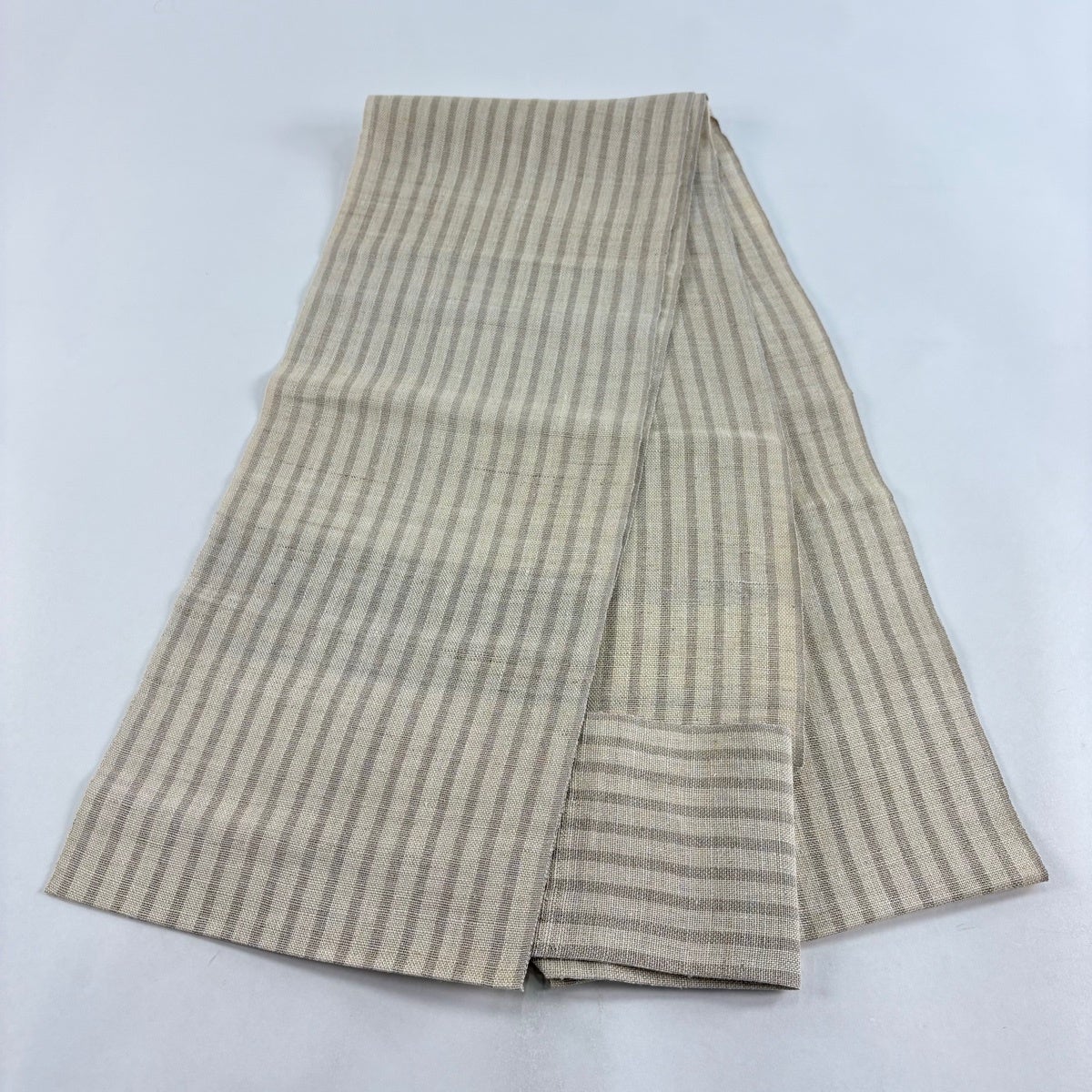 名古屋帯 名品 夏帯 八寸名古屋帯 松葉仕立て トンネル仕立て 縞模様