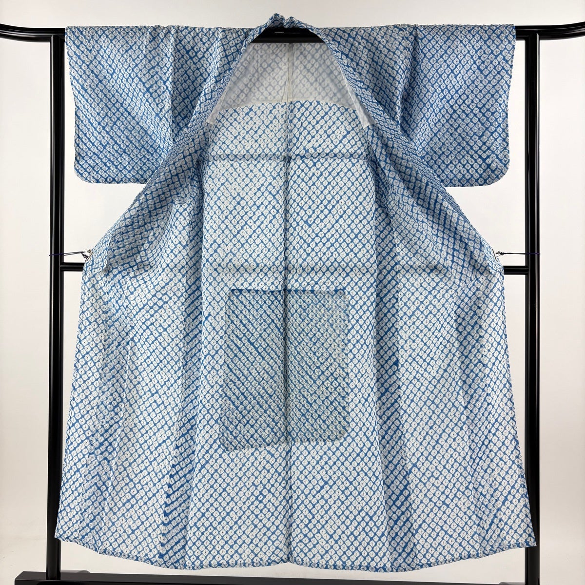浴衣 身丈150.5cm 裄丈61.5cm S 絞り浴衣 水色 綿 名品｜中古・古着