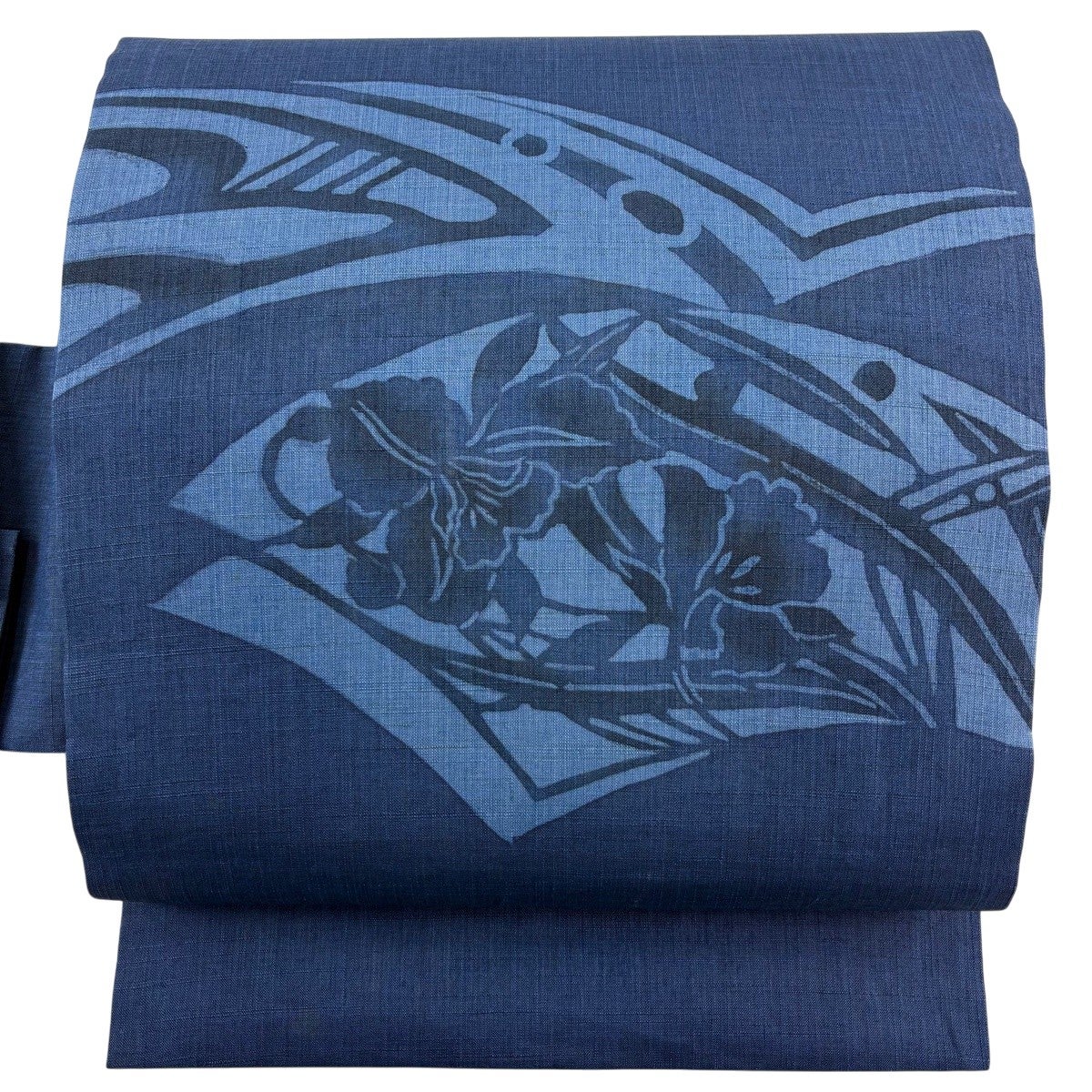 名古屋帯 名品 落款あり 夏帯 草花 トンボ 薄茶色 麻｜中古・古着