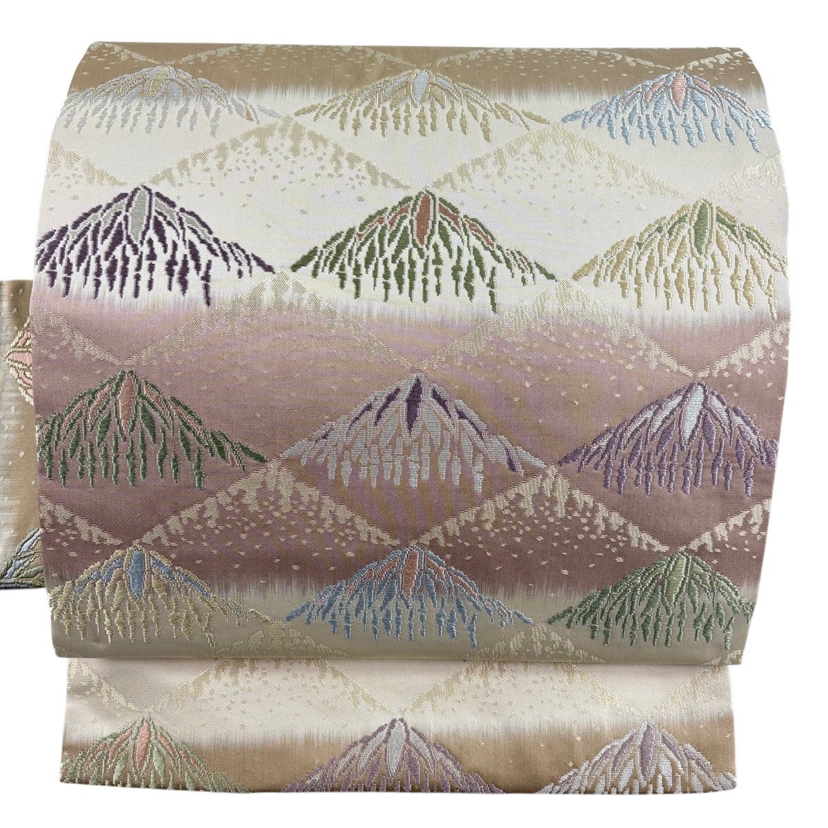 袋帯 美品 名品 草花 紗綾形 小豆色 全通 正絹 【中古】 袋帯 正絹 美品
