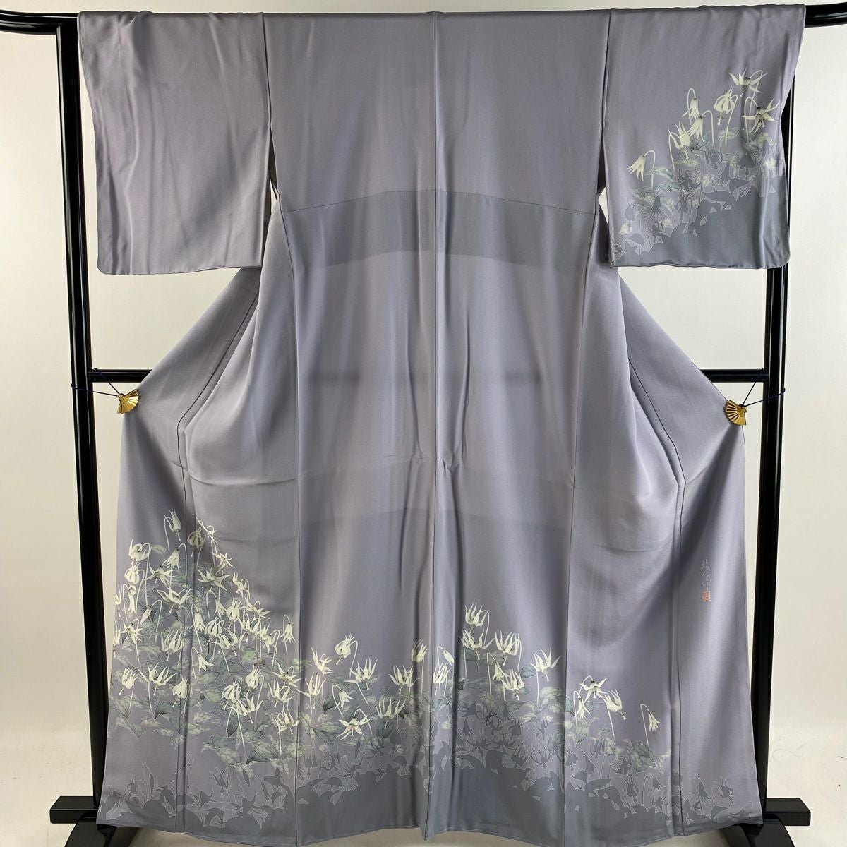 訪問着 身丈162cm 裄丈66cm M 袷 坂井教人 落款あり 草花 シルエット柄