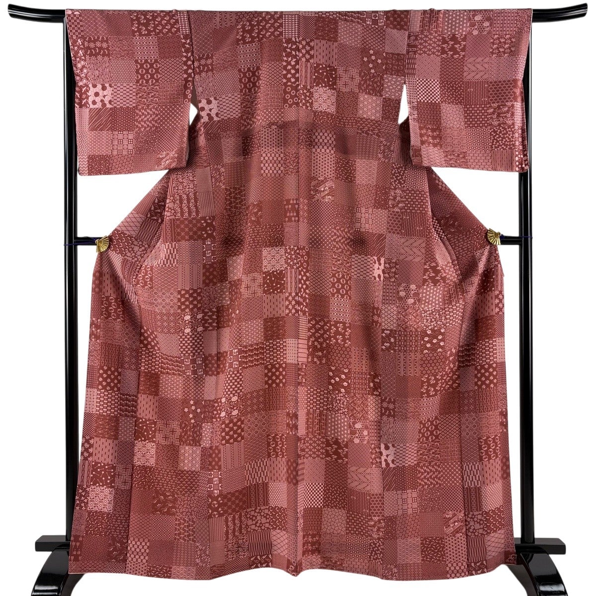 美品】 紬 身丈162cm 裄丈64.5cm M 袷 ますいわ屋 ピンク 正絹 優品 一