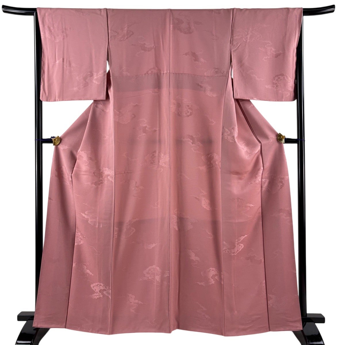 美品】 色無地 身丈164cm 裄丈66.5cm M 袷 地紋 ピンク 正絹 優品