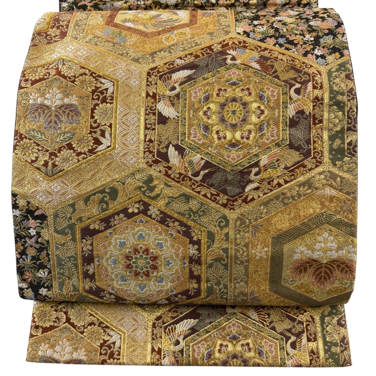 K専用中古美品 高級袋帯 鳳華秀宝文 華やか 金糸 緑地■N80624-13 K専用中古美品 高級袋帯 鳳華秀宝文 華やか 金糸 緑地□N80624-13 K
