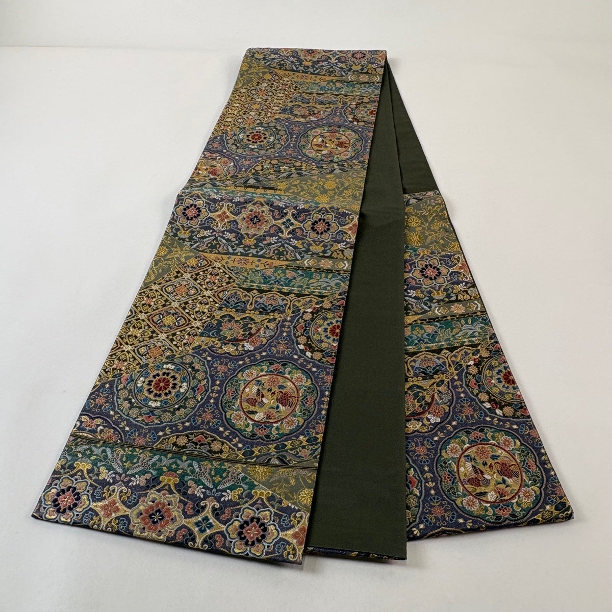 美品】 袋帯 秀品 華文 花鳥 箔 金糸 紫 六通 正絹｜中古・古着