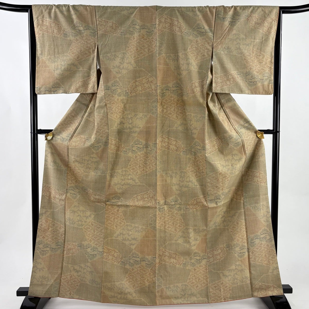 結城紬 身丈162.5cm 裄丈63.5cm S 袷 本場結城紬 証紙あり 茶色 正絹 結城紬 身丈162.5cm 裄丈63.5cm S 袷 本場結城紬 証紙あり 茶色 正絹