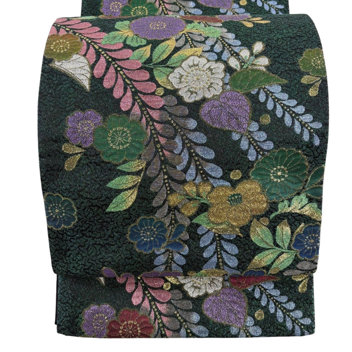 美品】 袋帯 秀品 証紙あり 辻が花柄 金糸 箔 金色 六通 正絹｜中古