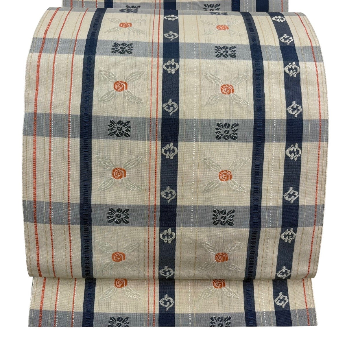 正絹八寸名古屋帯 ドット柄 ベージュ系 美品】 名古屋帯 優品 八寸名古屋帯 格子 花 ベージュ 正絹｜中古