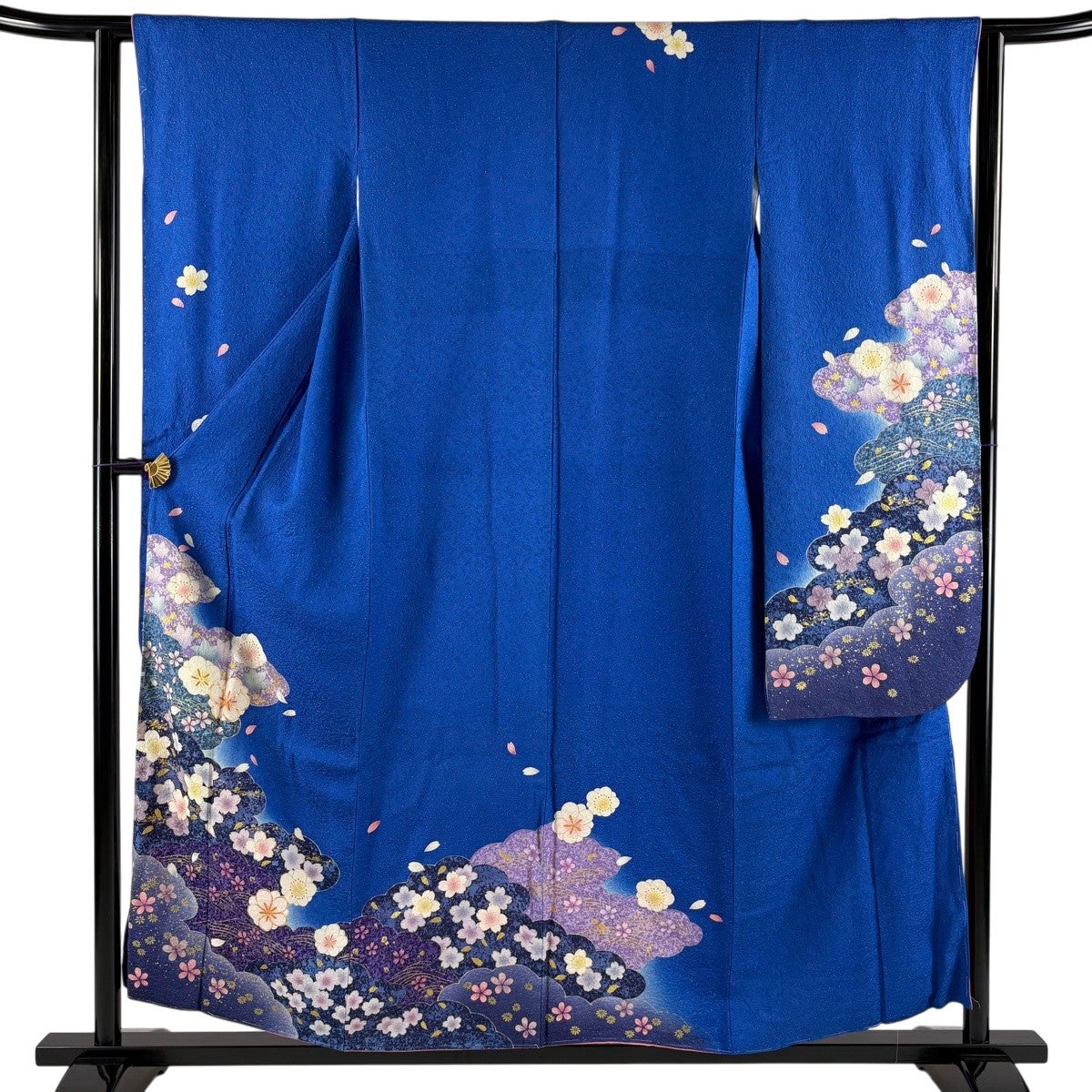 美品】 振袖 身丈154.5cm 裄丈63cm S 袷 桜 蝶 金糸 金彩 赤茶 正絹 秀