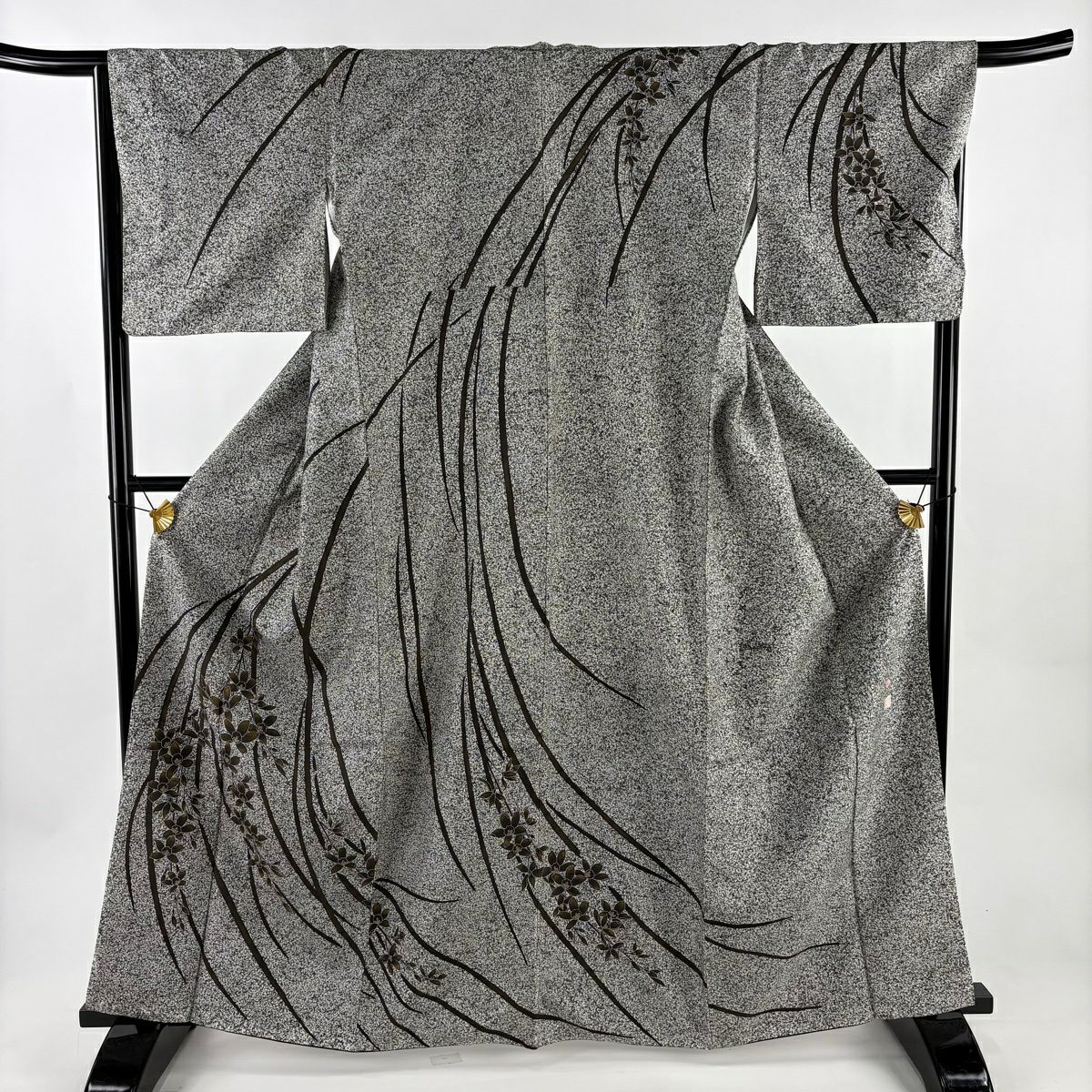 美品】 訪問着 身丈161cm 裄丈65cm M 袷 牛首紬 落款あり 桜 霞 金彩