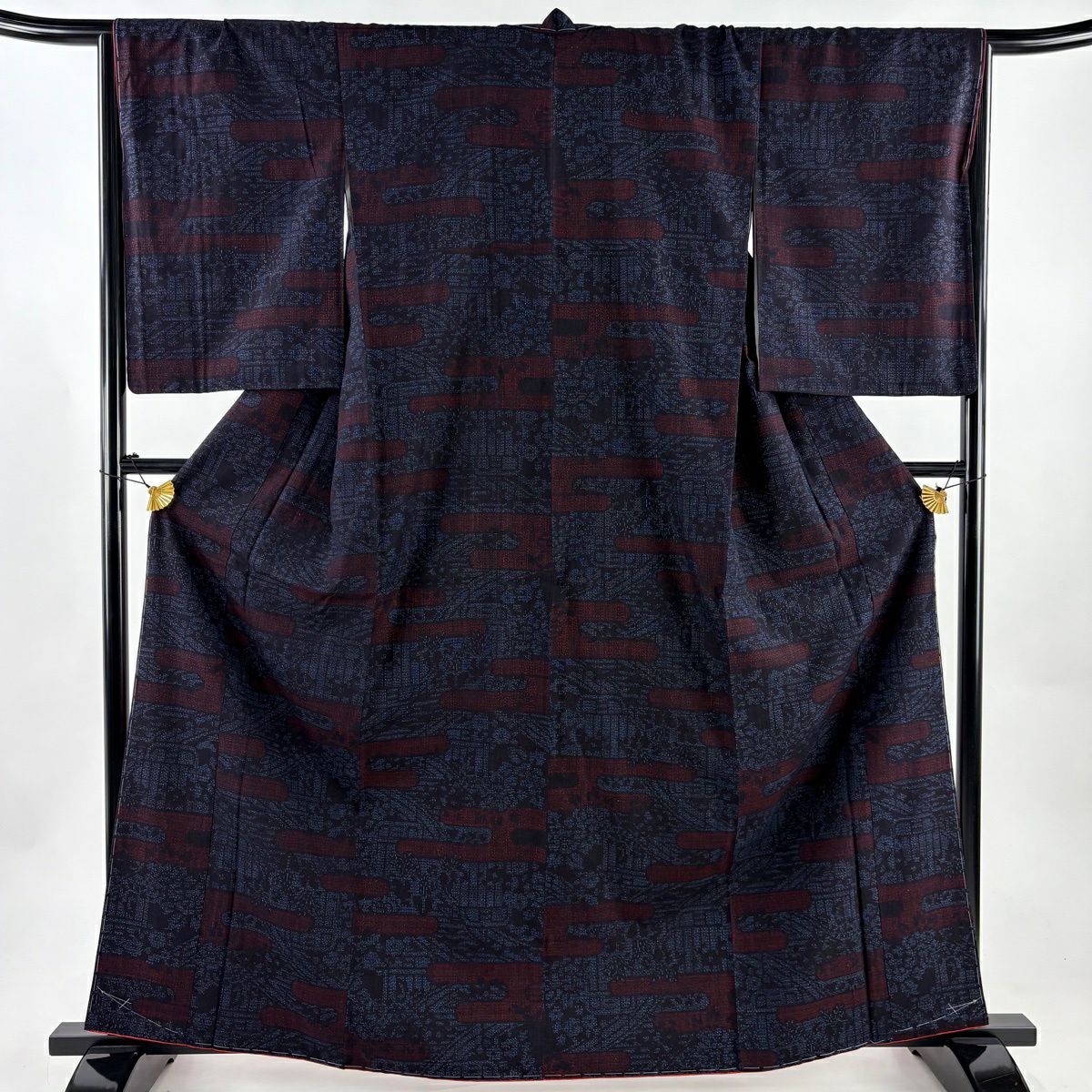 美品】 結城紬 身丈161cm 裄丈66.5cm M 袷 アンサンブル 奥順 はたおり