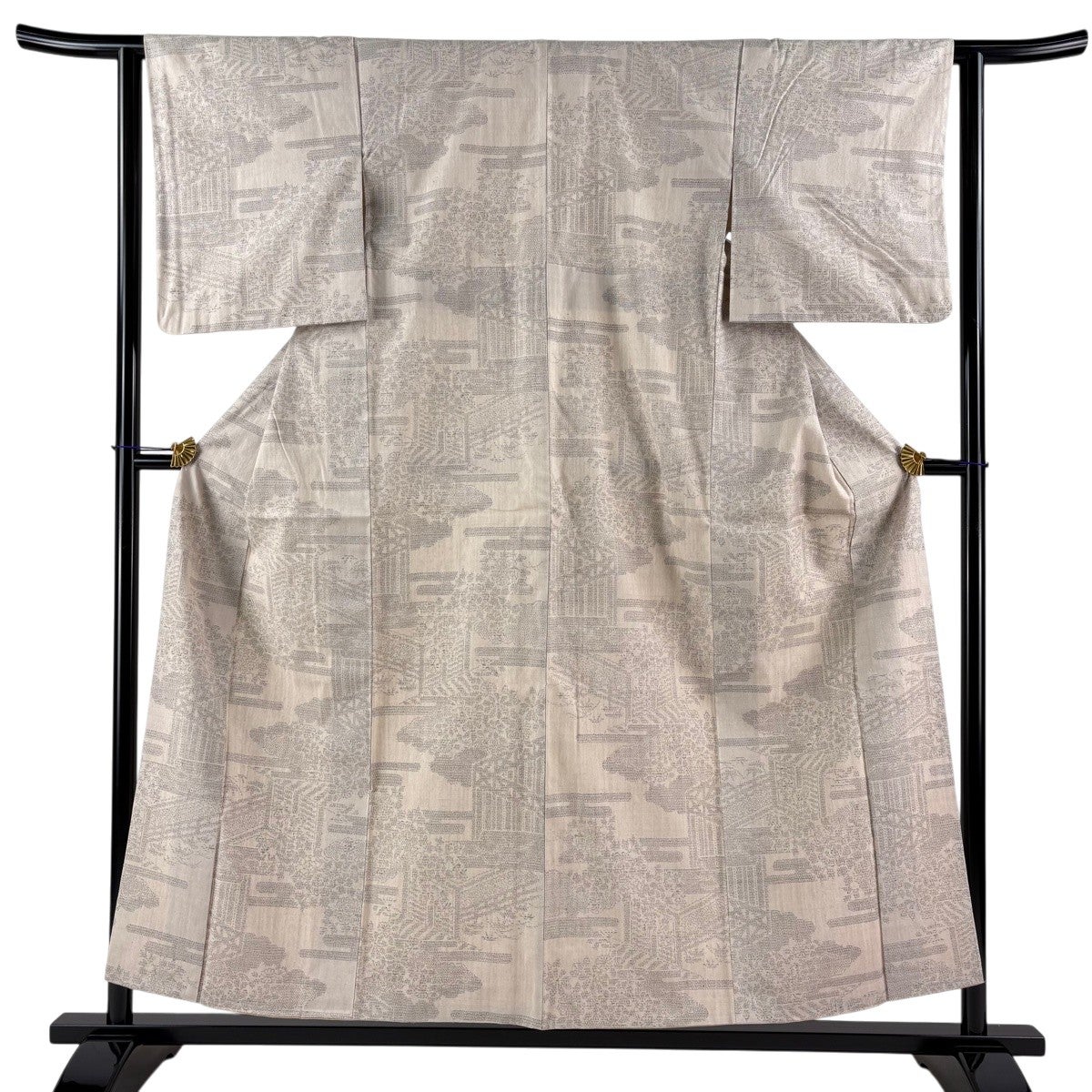 美品】 結城紬 身丈156cm 裄丈62cm S 袷 本場結城紬 奥順 証紙あり 雲