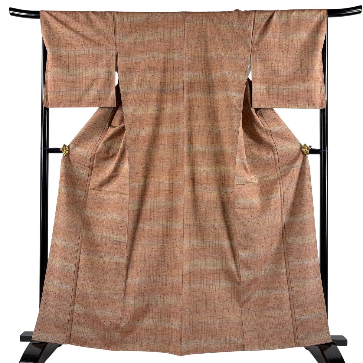 美品】 名古屋帯 秀品 八寸名古屋帯 ぼかし柄 金糸 赤茶 正絹｜中古