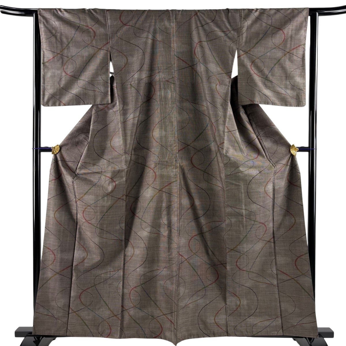 美品】 大島紬 身丈160.5cm 裄丈64.5cm M 袷 証紙あり 幾何学模様 霞