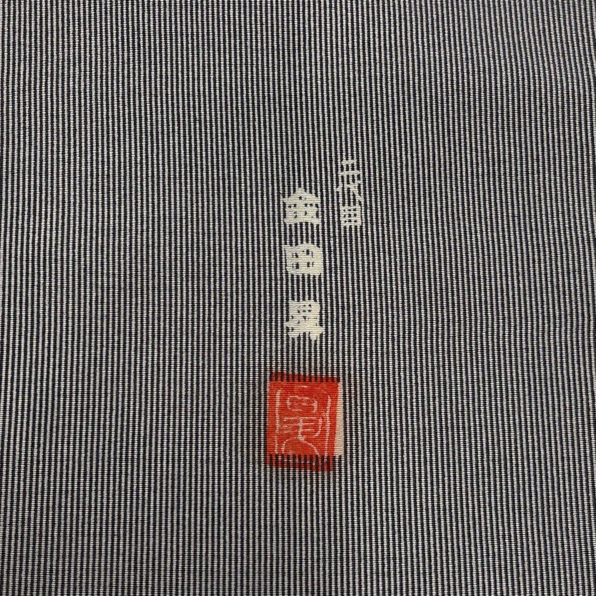 江戸小紋 身丈155.5cm 裄丈63cm S 袷 金田昇 落款あり 万筋 灰色 正絹